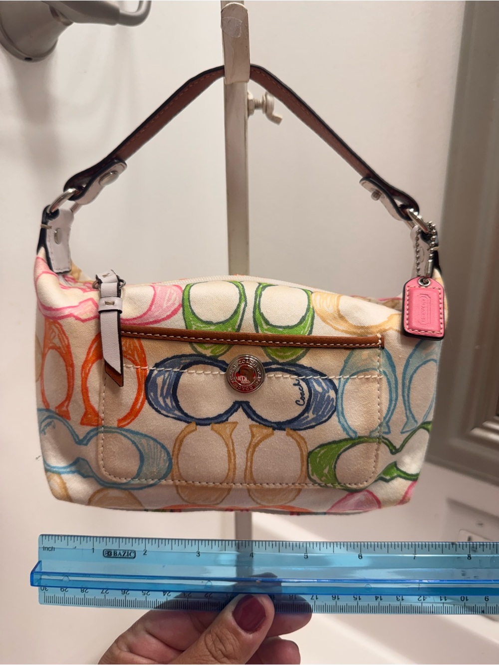 Coach VTG Small Multicolor Canvas Hobo Bag